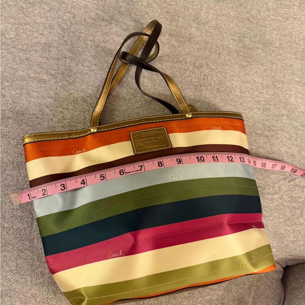 Coach Vibrant Striped Tote with Gold Accents - Picture 7 of 15
